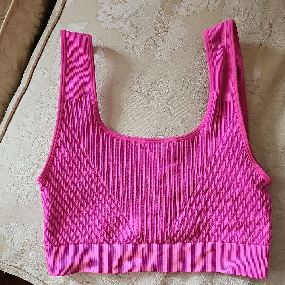 Fabletics Hot Pink Ribbed Crop Top